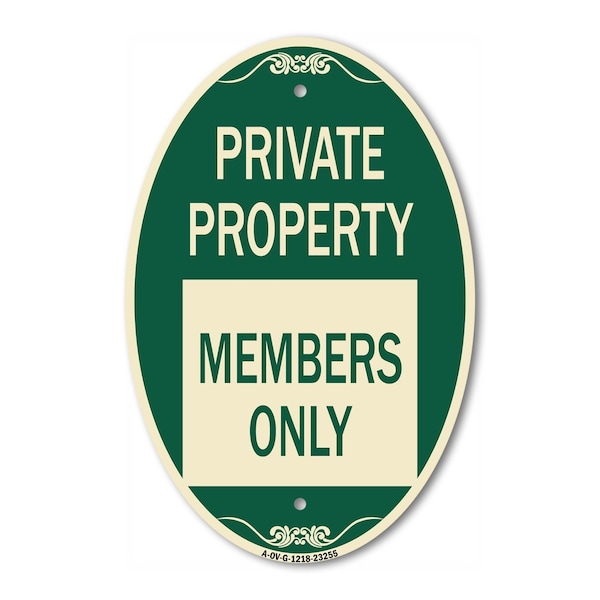 Signmission Private Parking Members Only, 12 Inch X 18 Inch Architectural Oval, Heavy Gauge Aluminum A-OV-G-1218-23255 - main