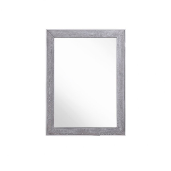 Homeroots 40" Gray and Silver Wood and Metal Framed Accent Mirror 510896 - main