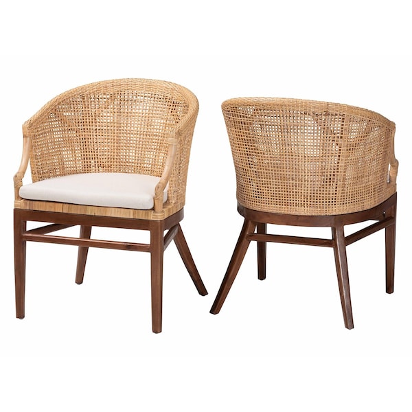 Bali & Pari Lumajang Bohemian Light Honey Rattan and Wood 2-Piece Dining Chair Set 251-2PC-13760-ZORO - main