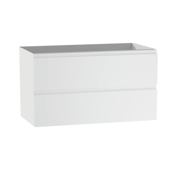 Homeroots 32" White Wood Freestanding Bathroom Vanity With White Sink And Two Drawers 627471 - main