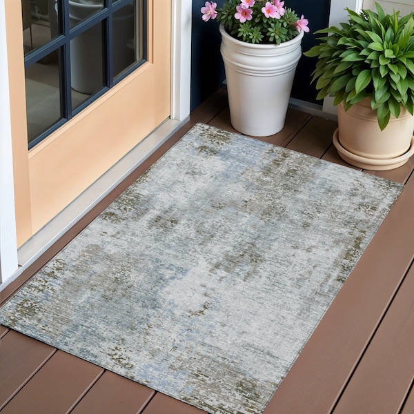 Homeroots 3' X 5' Brown Taupe And Gray Abstract Washable Indoor Outdoor Area Rug 587872 - main