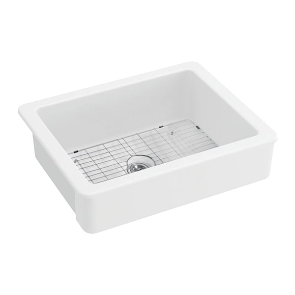 Kingston Brass 30-Inch Ceramic Apron-Front Single Bowl Farmhouse Kitchen Sink with Bottom Grid and Strainer GPKF30198 - main
