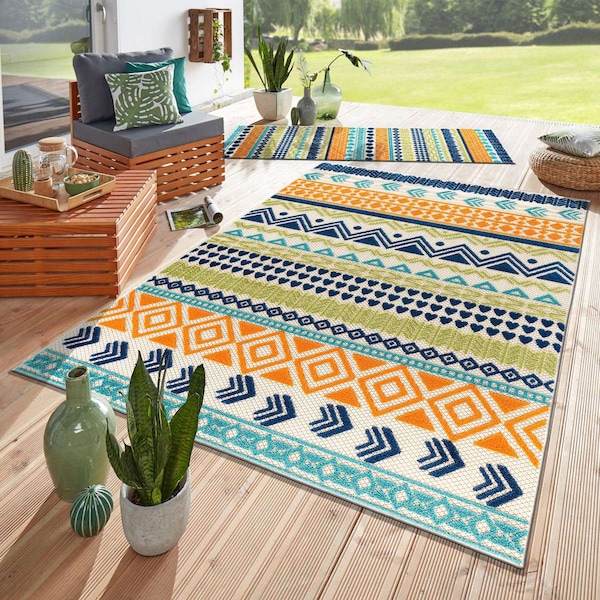 World Rug Gallery Palm Floral Leaves Indoor/Outdoor Area Rug 9 ft x 12 ft Multi 5557MULTI9X12 - main