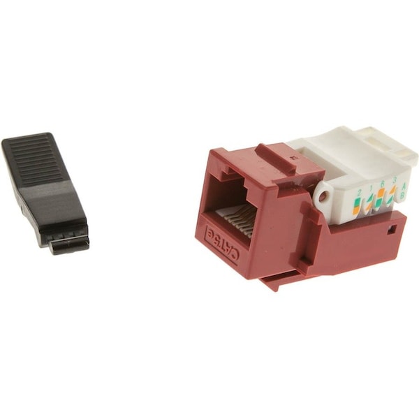 Cable Wholesale Cat5e Keystone Jack, Red, Toolless, RJ45 Female 311-120RD - main