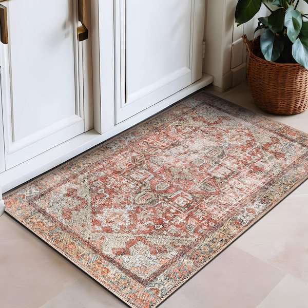 World Rug Gallery Vintage Boho Medallion Machine Washable Non Slip Area Rug 2 ft x 3 ft Multi 6025MULTI2X3 - main