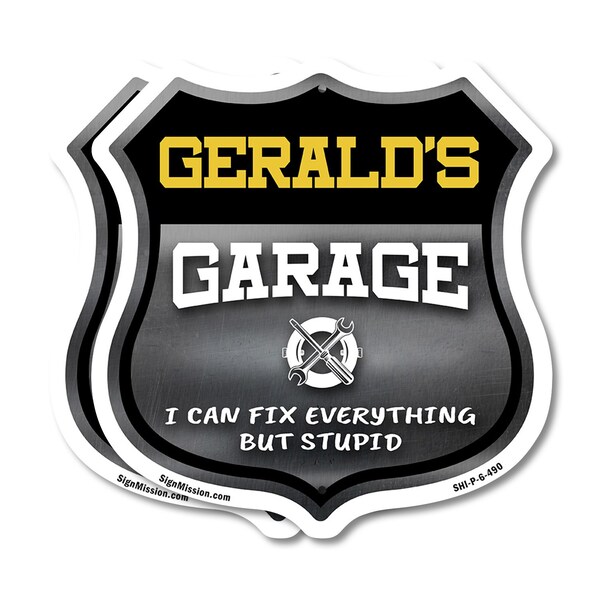 Signmission Gerald's Garage I Can Fix Everything But Stupid, 6 inch X 6 inch, Plastic Sign, 2PK SHI-P-2PACK-6-490-GERALD - main