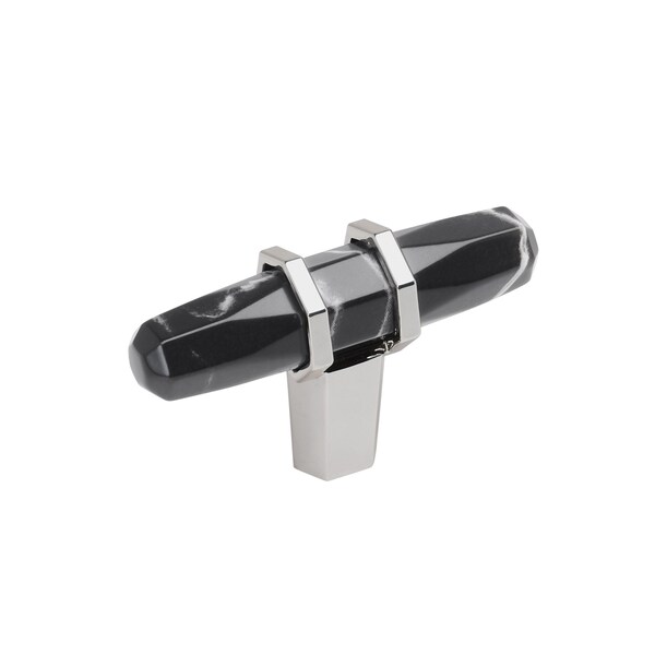 Amerock Carrione 2-1/2 inch 64mm Length Marble Black/Polished Chrome Cabinet Knob BP36647MBK26 - main