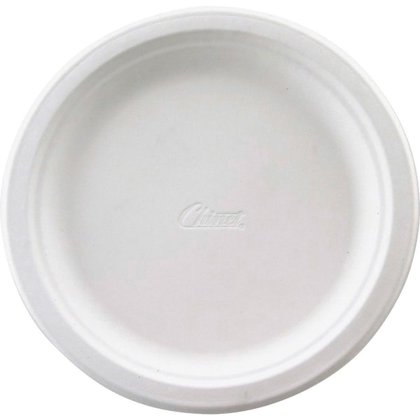 Huhtamaki Chinet, Classic Paper Dinnerware, Plate, 9 3/4in Dia, White, 4PK 21232 - main