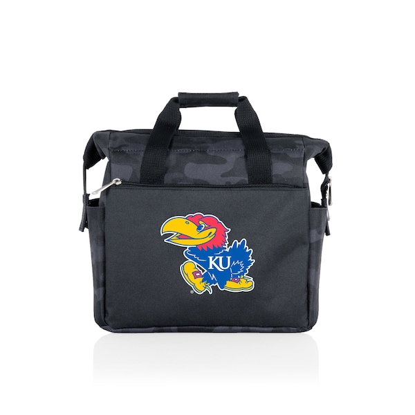 Picnic Time Family Of Brands NCAA Kansas Jayhawks On The Go Lunch Bag Cooler - Soft Cooler Lunch Box, Black Camo 510-00-182-244-0 - main