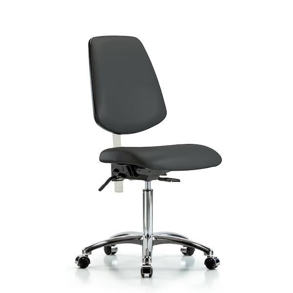 Blue Ridge Ergonomics Clean Room Chair Vin Med Ben Chair, Med, Bk, Gry, CL100, No Arms, 22" to 29" Height, Vinyl, Charcoal BR-NCR-VMBCH-MB-CR-T1-A0-NF-CC-8605 - main