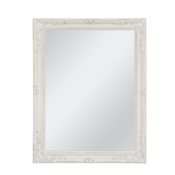 Homeroots 40" White Wood Ornate Framed Accent Mirror 635502 - main