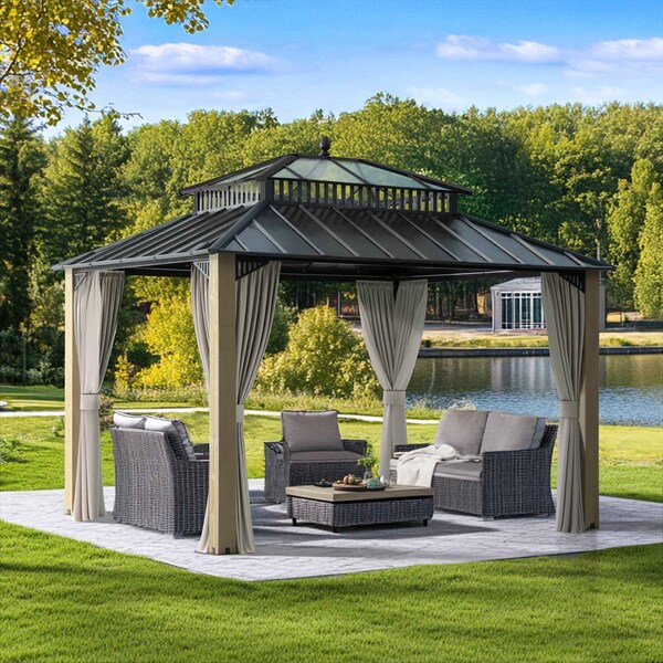 Sunjoy 12x10 Kingston PC Top Rectangular Gazebo A10204381000 - main