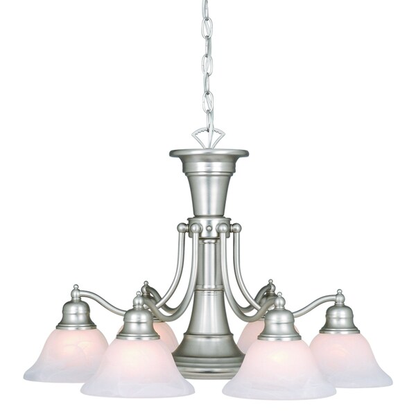 Vaxcel Standford 6L Brushed Nickel Chandelier with Down Light and Switch CH30307BN - main