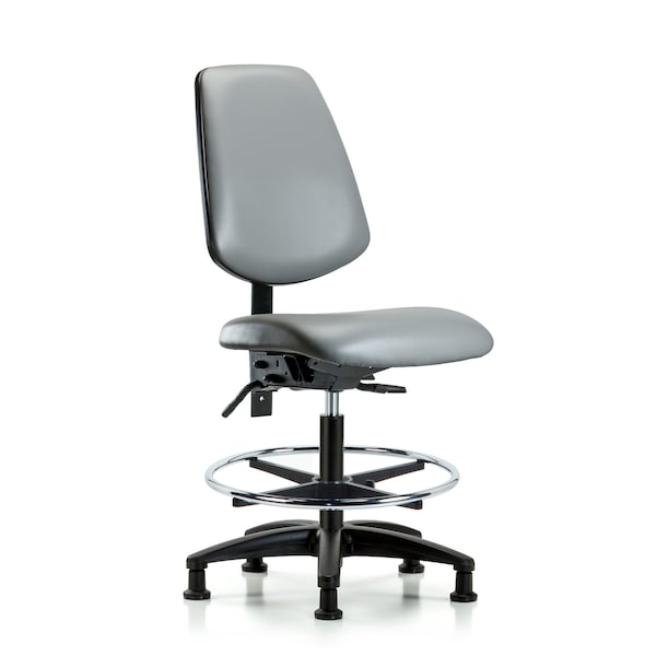 Blue Ridge Ergonomics Vinyl Chair, Med Bench, Med Back, Foot Ring, Glides, Sterling BR-VMBCH-MB-RG-T0-A0-CF-RG-8840 - main