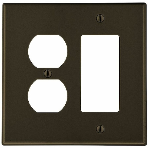 Hubbell Wiring Device-Kellems WALLPLT, M-SIZE, 2-G, 1) DUP 1) DEC, BR PJ826 - main