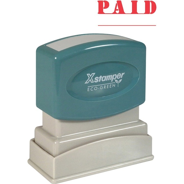 Shachihata Xstamper Pre-Inked Message Stamp, PAID, 1-5/8" x 1/2", Red 1221 - main