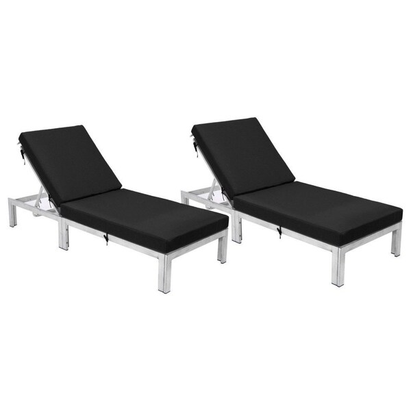 Leisuremod Chelsea Modern Outdoor Weathered Grey Chaise Lounge Chair With Black Cushions CLWGR-77BL2 - main
