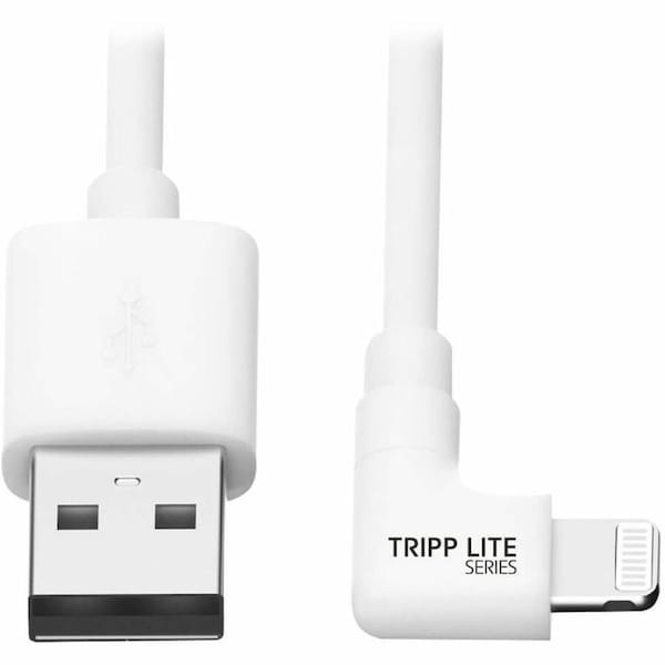 Tripp Lite Lightning to USB Sync Charge Right-Angle iPhone iPad White 3ft M100-003-LRA-WH - main