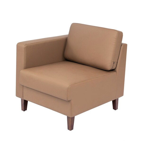 Flash Furniture HERCULES Artemis Cognac LeatherSoft Left Arm Reception Chair, 2 AC Outlets/1 USB/1 USB-C Ports ZB-8921C-LA-COGNAC-GG - main