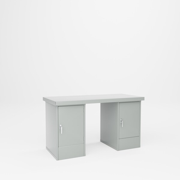 Pucel Door Cabinet Pedestal Bench, 60 in W x 34 in H x 28 in D, Putty CB-2860-S - main