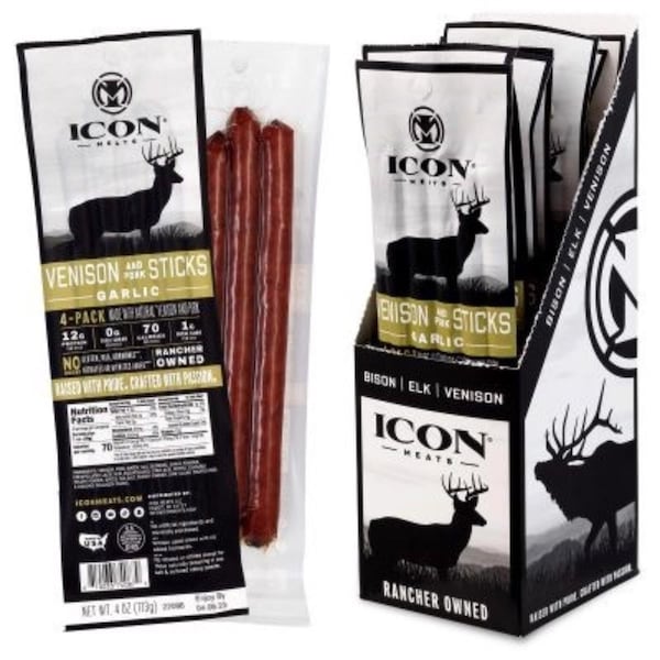 Icon Meats Venison & Pork Garlic Sticks 4 oz Pouch 74087 - main