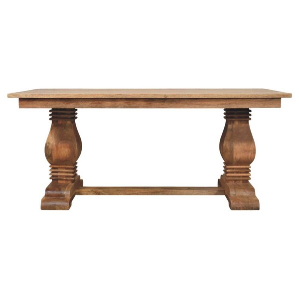Homeroots 71" Brown Solid Wood Double Pedestal Base Dining Table 719513 - main