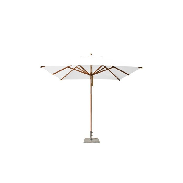 Bambrella 6.5'x10' Rectangular Bamboo Market Umbrella w/1.5" Pole Diameter-Ice White Canopy 2mX3m REC-L38-IW - main