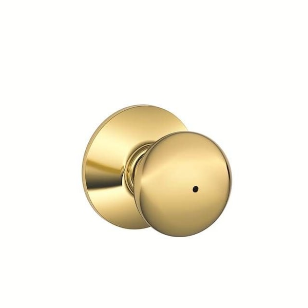 Schlage Residential Plymouth Knob Privacy Lock with 16080 Latch and 10027 Strike Bright Brass by Bright Chrome Finish F40PLY605625 - main