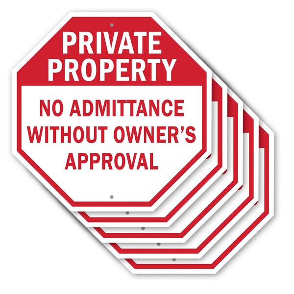 Signmission Private Property No Admittance With, 10 inch X 10 inch, Aluminum Metal Signs, 5PK OC-A-5Pack-10-145 - main