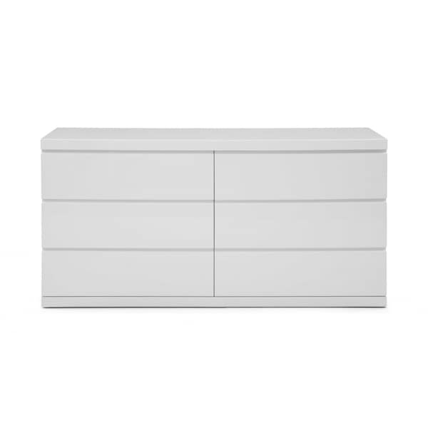 Homeroots 63" White Solid Wood Six Drawer Double Dresser 370684 - main