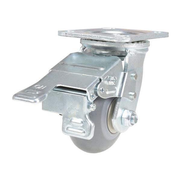 Vestil Thermoplastic Rubber Swivel With Total Brake Caster 4 In. x 2 In. 485 lb Light Gray CST-VE-4X2TPR-SWTB - main