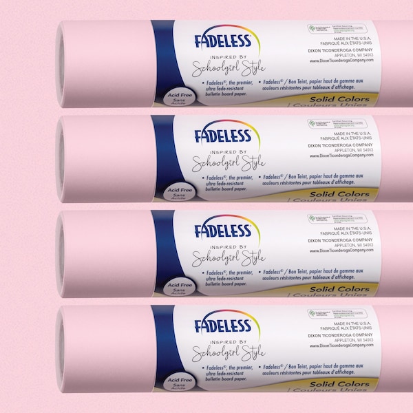 Fadeless Schoolgirl Style Bulletin Board Paper, 48in. x 12ft., Pretty in Pink, 4PK P0040208 - main