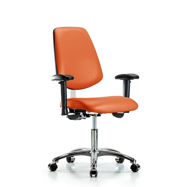 Blue Ridge Ergonomics Clean Room Chair Vin Desk Chair, Med, Bk, Orange, CL100, Adjustable Arms, 18" to 23" Height, Vinyl BR-NCR-VDHCH-MB-CR-T0-A1-CC-8613 - main