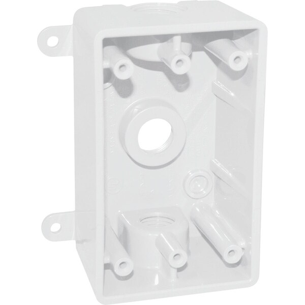 Southwire Single Gang 1/2'' 3/4'' 3-Hole White Weatherproof PVC Junction Box P1GB-37550W-UPC - main