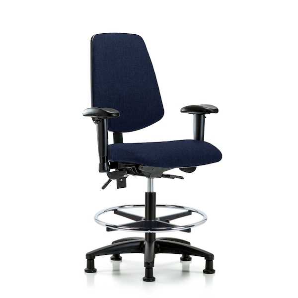 Blue Ridge Ergonomics Fab Med Bench Chair, Bk, CF, Glds, Navy, 6-Way Adjustable, 22" to 29" Height, Dark Blue BR-FMBCH-MB-RG-T0-A1-CF-RG-F45 - main