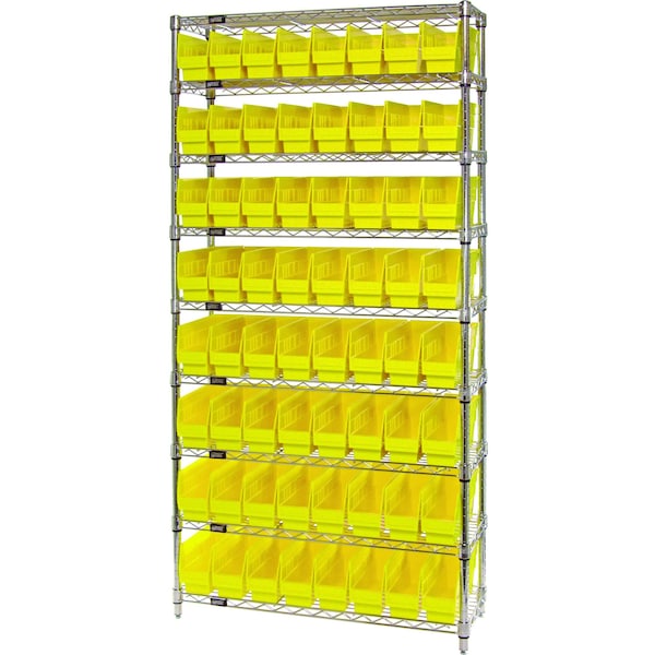 Quantum Storage Systems WIRE SHELVING UNIT W/64 YELLOW BINS WR9-205YL - main