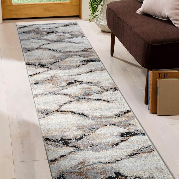 World Rug Gallery Transitional Horizon Runner Rug 2 ft 3 in x 6 ft Gray WR206GRAY23X6 - main