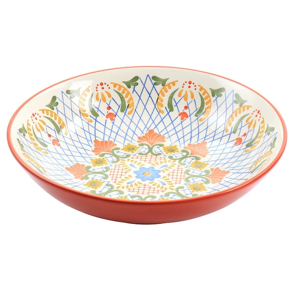 Laurie Gates California Designs Tierra 10.5 Inch Hand Painted Stoneware Pasta Bowl in Red 130973.01RR - main
