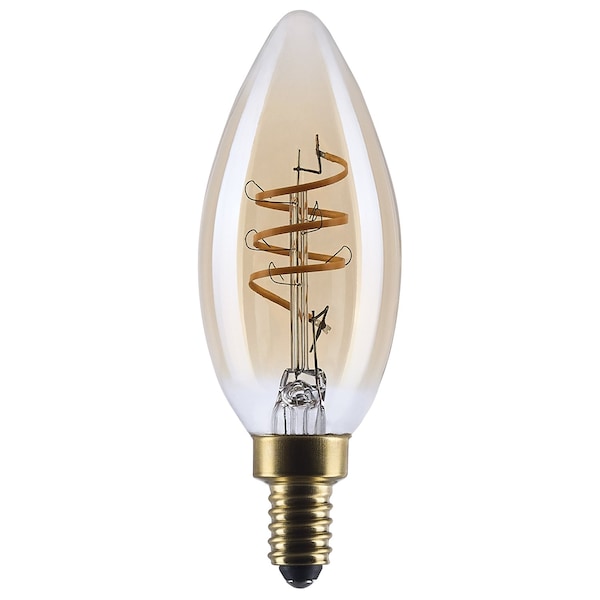Satco 5.5 Watt C11 LED 2000K CCT Candelabra Base Clear Glass Amber coil Filament Dimmable 120 Volt S14219 - main