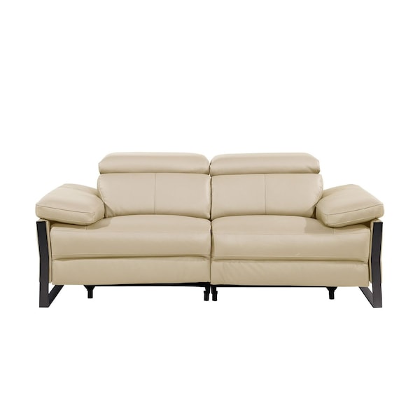 Homeroots 77in Cream and Black Italian Leather Power Reclining Loveseat 720496 - main