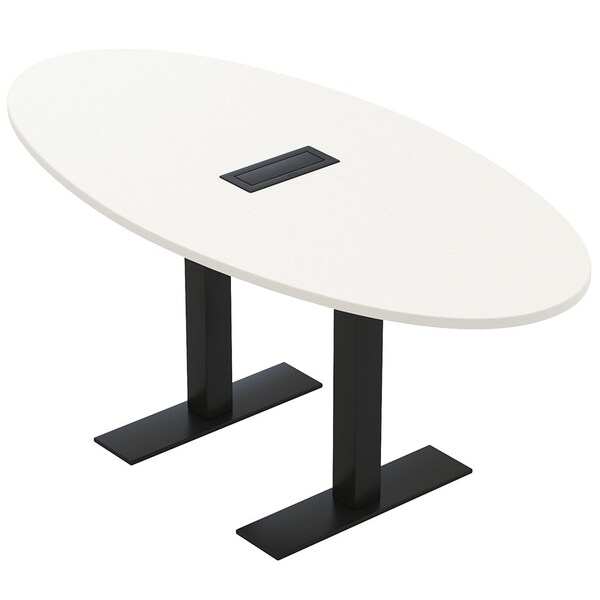 Skutchi Designs 4 Person Conference Table With Power Unit | 6' Oval Table | Harmony Series HAR-OVL-36X72-T.BK-W960-NA - main