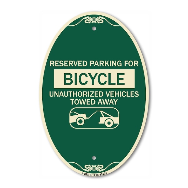 Signmission Reserved Parking for Bicycle Unauthorized Veh, 12 In X 18 In Architectural, Heavy Gauge Aluminum A-OV-G-1218-23131 - main