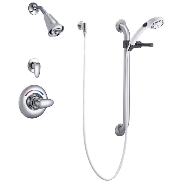 Delta Commercial T13H Universal Dual Shower Trim Diverter Hand Shower And Grab Bar In Chrome T13H382 - main
