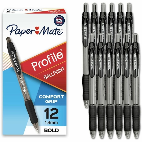 Paper Mate Retractable Ballpoint Pen, 1.4 mm, Blue PK12 89465A - main
