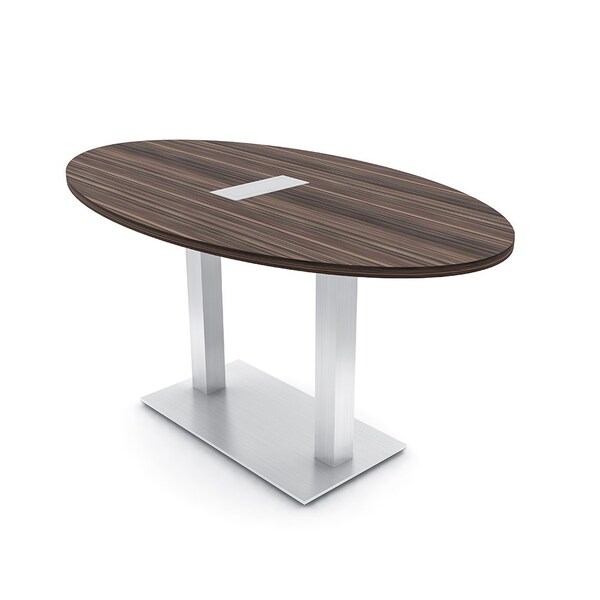 Skutchi Designs Oval Conference Table With Power Unit, 36 in W, 60 in L, Brown HAR-OVL-36X60-DOU-H3041-ESIL - main
