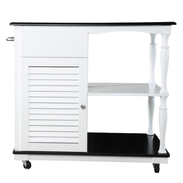 Homeroots Black and White and Black 39in Rolling Kitchen Island With Storage 402558 - main