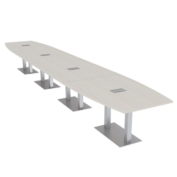 Skutchi Designs Boat Conference Table With Power Unit, 48 in W, 264 in L, Ivory HAR-BOT-48x264-DOU-K458-ESIL - main