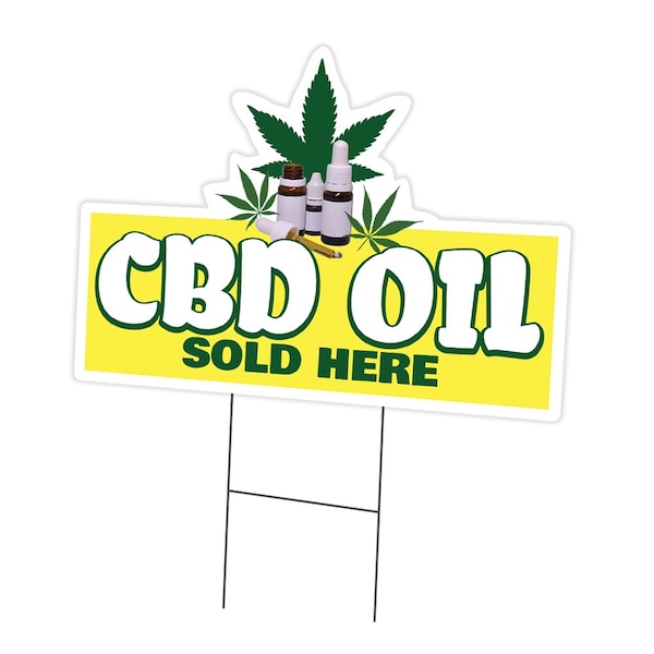 Signmission CBD Oil Sold Here Die Cut Yard & Stake plastic coroplast window, C-DC-1216-CBD Oil Sold Here C-DC-1216-CBD Oil Sold Here19 - main