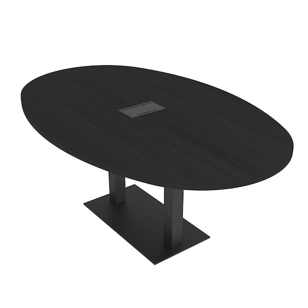 Skutchi Designs Boval Conference Table With Power Unit, 48 in W, 72 in L, Black HAR-BOVL-48X72-DOU.BK-U999ST19-EBLK - main