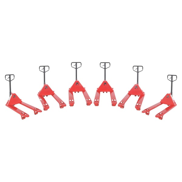 Vestil Steel Full Featured Pallet Trucks, 27''x42'' 5,500 Lb. Capacity Red, 6PK PM5-2742-6PKG - main